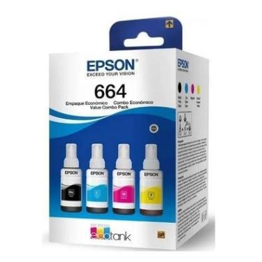 Imagem de Kit Epson com 4 tintas, Refil, 395 380 compatível com L110 L120 L200 L210 L220 L300 L310 L350 L355 L365 L375 L380 L395 L455 L475 L555 L565 L575 L655 L656 L800 L1300