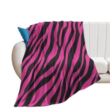 Imagem de Cobertor de flanela com listras de zebra rosa, ultramacio, aconchegante, para sofá, cadeira, quarto, sala de estar, ar condicionado, 127 x 152 cm
