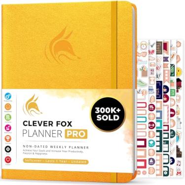 Imagem de Clever Fox Planner PRO – Planejador de vida semanal e mensal para aumentar a produtividade, gerenciamento de tempo e atingir seus objetivos, 21 x 28 cm (amarelo âmbar)