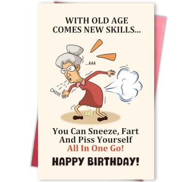 Imagem de Cartão de aniversário rude para mulher, cartão engraçado para ficar mais velho para amigos Bestie Family, mordaça 50º 60º 70º 80º presente de aniversário, cartão de feliz aniversário, com velhice vem