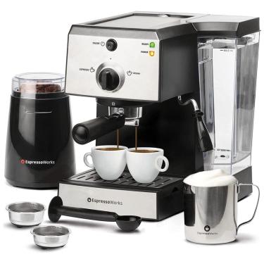 Imagem de Cafeteira Elétrica Programável Expresso Capacidade de 1,25L Conjunto Barista Panela a Vapor e Bocal, ESPRESSOWORKS AEW1000, Cinza