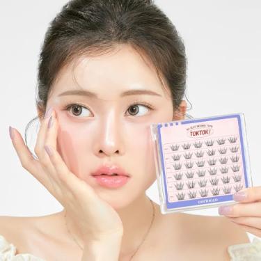 Imagem de CORINGCO Toktok Hara Light Cílios postiços autoadesivos, aparência natural, sem necessidade de cola, conjunto sortido de 9/10/11 mm, cachos de cílios reutilizáveis Kbeauty - Blossom