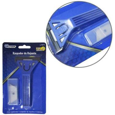 Imagem de Raspador de rejunte de metal / plastico + refil com 5 pecas na cartela