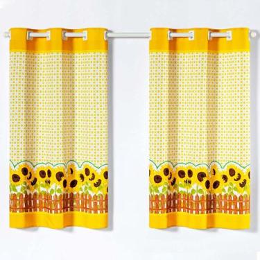 Imagem de Cortina Gourmet Varão Cozinha Tecido Oxford 2,00m X 1,30m - Girassol A