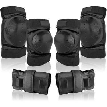 Imagem de Conjunto De Equipamentos De Proteção Para Skate Kee Pads Cotoveleiras Protetores De Pulso Para Crianças Tees Adulto Skate Ciclismo Bicicleta Scooter Patinagem Patins Bm, Black, L (51-75kg)