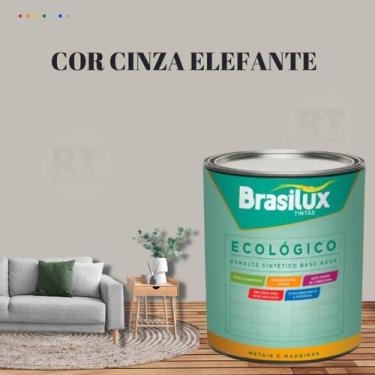 Imagem de Esmalte Sintético Brasilux Base Água Ecologico Cor Cinza 800ML Brilhan