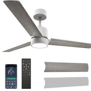 Imagem de Lemontec Ventiladores de teto com luzes Ventilador de teto interno de perfil baixo de 107 cm com luz e controle remoto/aplicativo, montagem embutida, ventilador de teto moderno reversível CC regulável