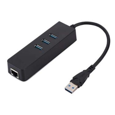 Imagem de Hub USB 3.0 com 3 Portas + USB para Lan Ethernet Gigabit - FY