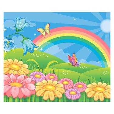 Imagem de Papel de Parede Adesivo Infantil Arco-íris Borboletas Bebe Quarto - 57