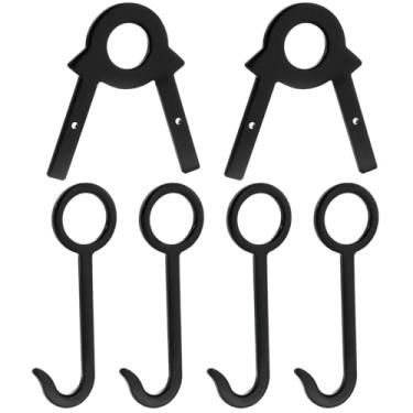 Imagem de QWORK Kit de suporte de alvo de tiro de aço, serve para tubos de 2,5 cm, com 2 suportes e 4 ganchos para pendurar