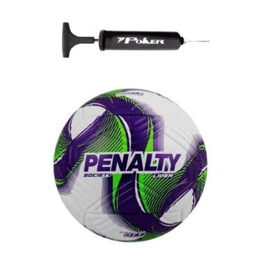 Imagem de Kit Bola Futebol Society Penalty Líder 25 + Bomba de Ar Preta-Unissex