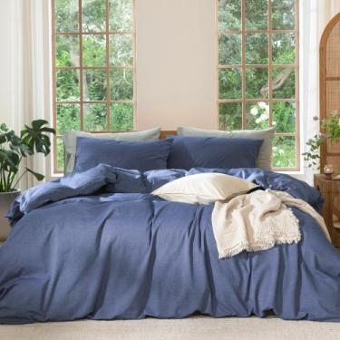 Imagem de Conjunto de capa de edredom MooMee Bedding 100% algodão lavado