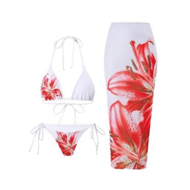Imagem de Biquíni floral feminino ZAFUL com saia coberta