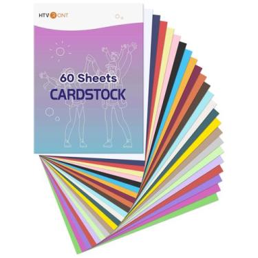 Imagem de Papel cartolina HTVRONT, cores variadas, A4, 230 g/m2, 60 folhas
