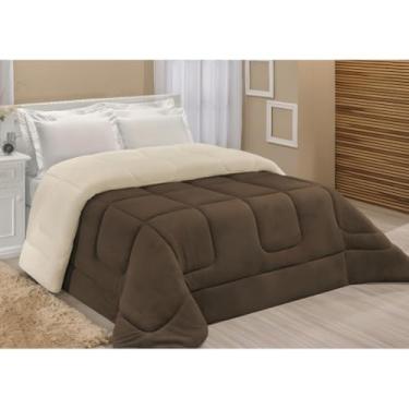 Imagem de Coberdrom Casal Queen Sherpa Pele de Carneiro Soft Felpudo 2,40m x 2,20m – Edredom Dupla Face Macio(Tabaco)