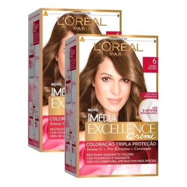 Imagem de Kit 2 Tintura Creme Imédia Excellence L'oréal Louro Escuro 6 Kit