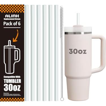Imagem de ALINK Canudos de substituição transparentes para copo Stanley de 850 g, seguro para lava-louças, pacote com 6 canudos de plástico reutilizáveis compatíveis com copos Stanley Adventure Quencher de 850