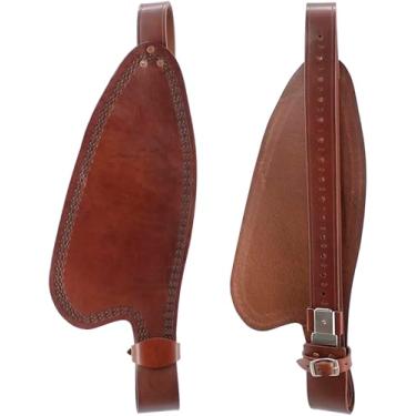 Imagem de Jeereal Par de para-lama de substituição de sela ocidental de couro com alças Hobble, fivelas Blevin de aço inoxidável, para-lamas de sela para cavalo (marrom rico)