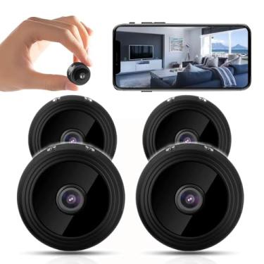 Imagem de 4 mini câmeras espiãs, câmera de segurança WiFi HD 1080p para babá de animais de estimação, câmera oculta para monitoramento interno e externo em casa, visualização remota com aplicativo (apenas vídeo