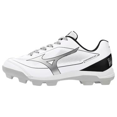 Imagem de Mizuno Chuteira de beisebol masculina Cushion revo Diamond Jr. TPU Spike, Branco/preto, 17