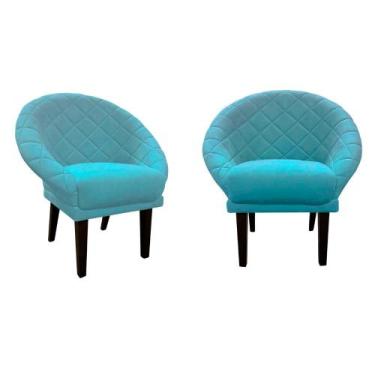 Imagem de Kit 2 Cadeiras Sala de Estar Liz Veludo Azul Turquesa - Mansão Decor