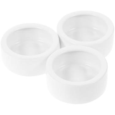 Imagem de Luxshiny Conjunto de 3 Tigelas de Cerâmica para Alimentação de Répteis, Prato de Comida Anti-fuga para Lagartos, Pequena Bacia Redonda para Armazenamento de Água (branca)