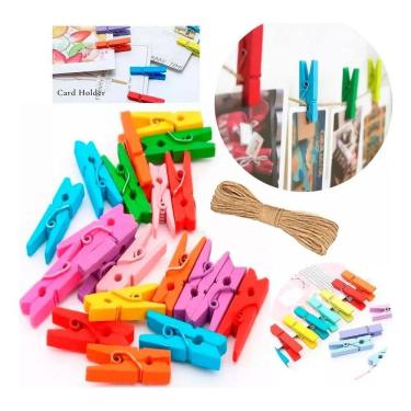 Imagem de 2X Mini Prendedor Madeira Pregador 3,5 Cm Varal Fotos 20 Un