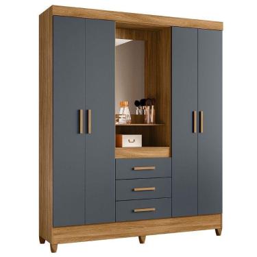 Imagem de Guarda Roupa Casal Capela 4p 165 Cm Capri Freijo Cinza Moval