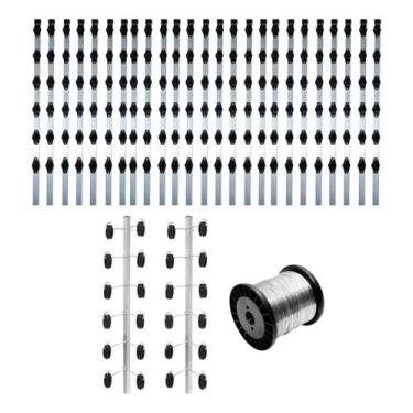 Imagem de Kit Cerca Eletrica Haste Industrial 4 Isoladores 25 Unidades Fio Aco 0