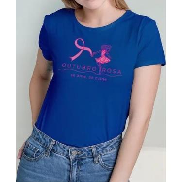 Imagem de Camiseta Camisa Feminina Masculina Algodão Campanha Outubro Rosa Preve