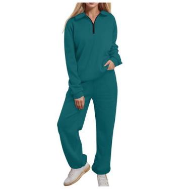 Imagem de Conjunto de roupas femininas Lounge com capuz e calça de moletom com m