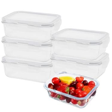 Imagem de Vittak Kit Potes de Vidro Hermético Retangular com Tampa 640ml Borossilicato Com 4 Travas (5)