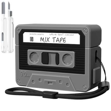 Imagem de Capa para AirPods Pro 3, capa protetora de silicone divertida KOREDA para Airpods Pro 3ª geração 2025, capa protetora de silicone para mulheres e homens (preto)