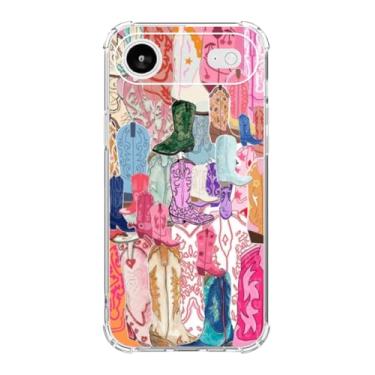 Imagem de Elifi Edeal Capa de colagem de botas de vaqueira compatível com iPhone Air, capa moderna de menina country estética ocidental, capa protetora de TPU na moda para celular