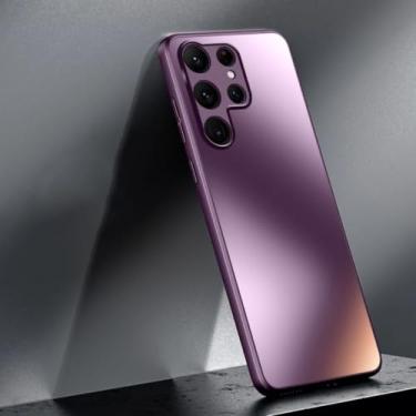 Imagem de Capa de silicone luxuosa com glitter para Samsung Galaxy S24 S23 S22 Ultra Plus, capa protetora fosca fosca para celular (para S22/roxo escuro)