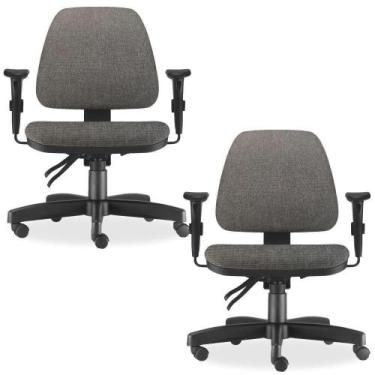 Imagem de Kit 2 Cadeiras De Escritório Giratória Cinza Escuro - LYAM DECOR
