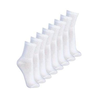 Imagem de Kit com 8 Pares de Meias Esportiva Cano Médio Lupo 3290-009, Branco, 3