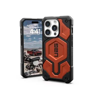 Imagem de URBAN ARMOR GEAR Capa UAG [Versão atualizada] Capa compatível com iPhone 15 Pro 15.5 cm Monarch Pro Rust Ímã embutido compatível com MagSafe Capa protetora de nível militar resistente premium