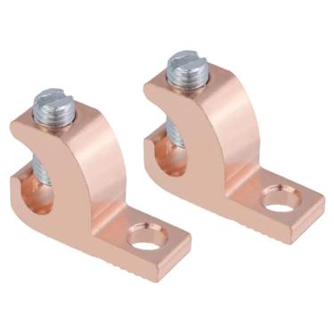 Imagem de Tsnamay 2 peças de suporte de terminal de aterramento de cobre com parafusos, calibre de fio de grampo 4-14AWG, aterramento de piscina e fixação de condutores conector de aterramento para piscina de