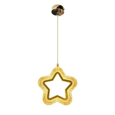 Imagem de Luminária Pendente Estrela Acrílico Led 3200K Dourado 9W