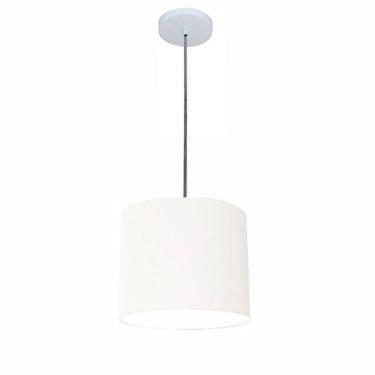 Imagem de Lustre Luminária Pendente Vivare Free Lux Pe-4105br Cúpula Em Tecido 20x22cm Branca Canopla Branca E Fio Cristal