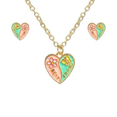 Imagem de Conjunto de colar e Brincos infantil de Coração Best frend - Lindo presente para Criança - moda infantil