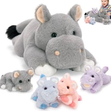 Imagem de Conjunto de bichos de pelúcia Tezituor Hippo com 4 bebês de 40 cm