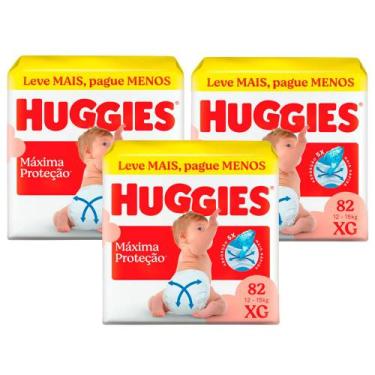 Imagem de Kit 3 Fralda Huggies Máxima Proteção Tamanho XG 82 Unidades Descartáve