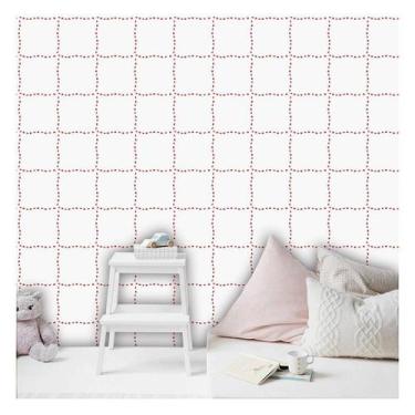 Imagem de Papel de Parede Decorativo Infantil Quadriculado Joaninha - Adesivo Au