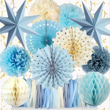Imagem de Decorações de festa Aodmti Blue Dusty Blue Bege 15 unidades