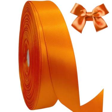 Imagem de AEVORA Fita de cetim dupla face de 9,5 cm, fita de embrulho de presente 50 metros para buquês de flores, embrulho de artesanato de Natal, faixas de cabelo, costura de casamento (laranja 751)