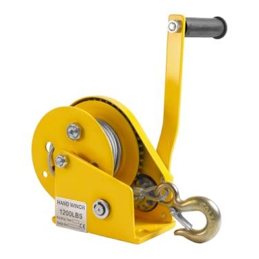 Imagem de Guincho manual resistente - autotravamento bidirecional com freio automático, guincho manual compacto para reboques de barco e caminhões, fácil de usar e controlar (corda 1200bls 30 m + gancho)