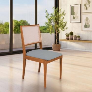 Imagem de Conjunto com 4 Cadeiras de Jantar Suellen em Madeira e Mdf Cerejeira Linho Cinza