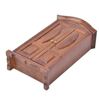 Imagem de SPYMINNPOO Casa de Bonecas Vintage, Guarda-roupa de Madeira, Mini Armário, Porta Dupla, Móveis para Bonecas Em Escala 1:12, Marrom, Vinho, Vermelho, Adequado para Entusiastas (Marrom)